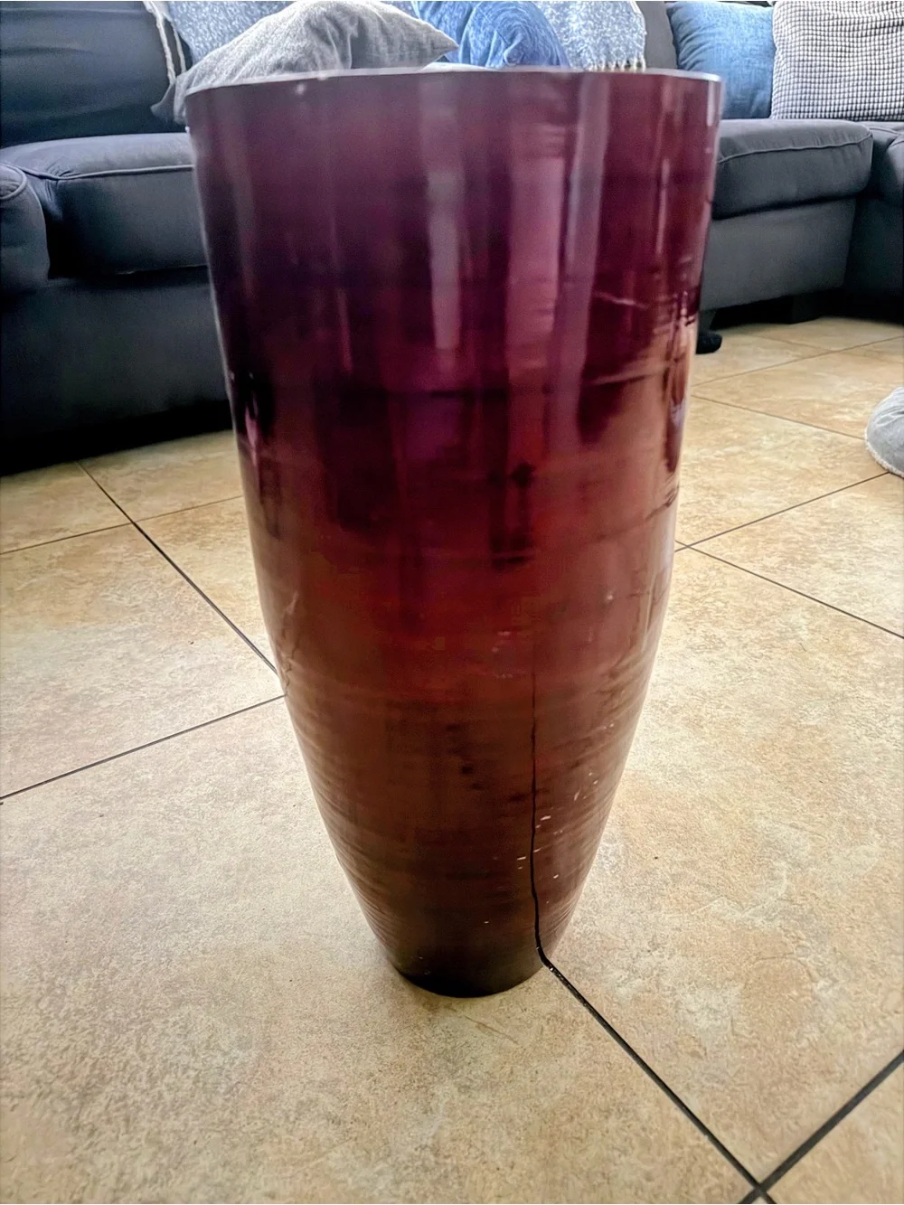 Decorative Tall Burgundy Ceramic Floor Vase -